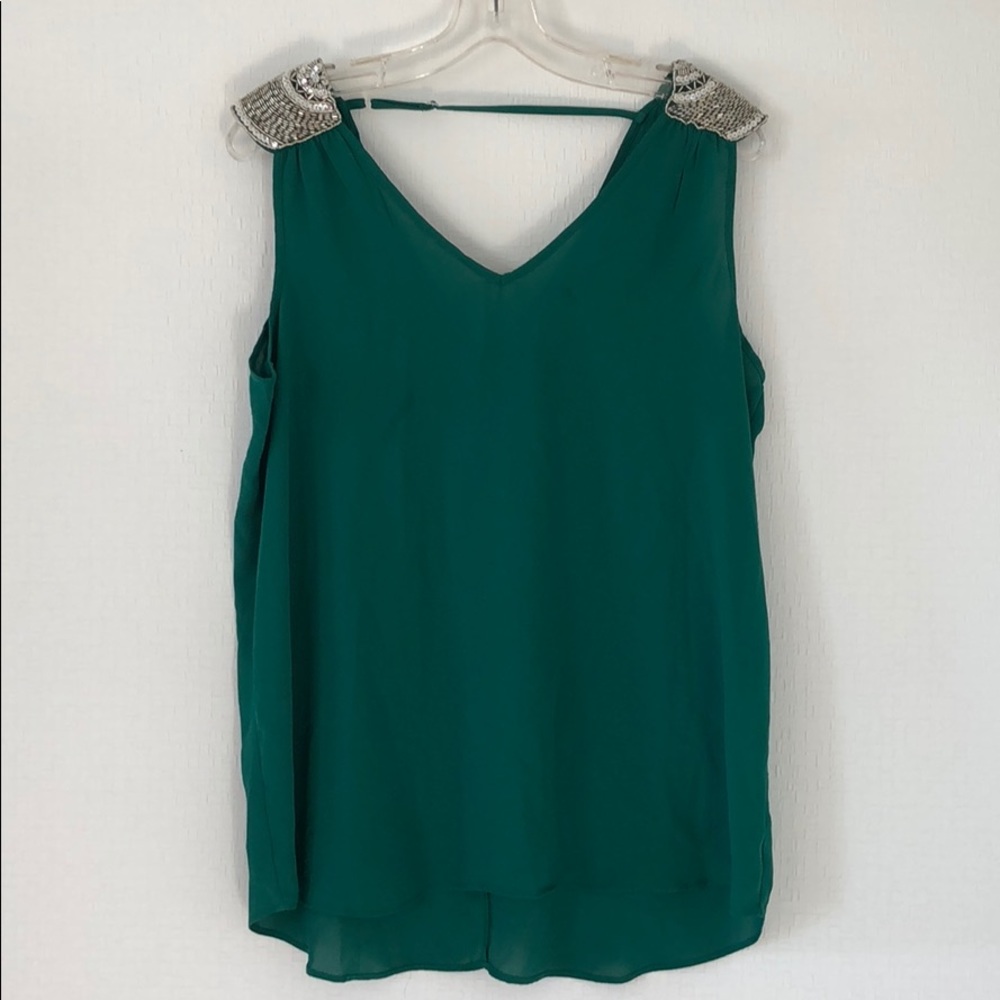 Flirty emerald green tank with sequins